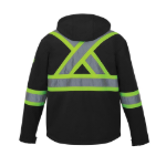 L01305 - Shield - Hi-Vis Softshell Jacket w/ Detachable Hood Back Thumbnail | Custom Apparel Canada