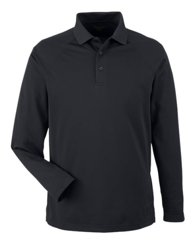 Harriton M208L Men's Charge Snag and Soil Protect Long Sleeve Polo in Black - Custom Printing Available