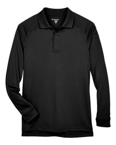 Harriton M211L Men's Advantage Long Sleeve Tactical Polo in Black - Custom Printing Available