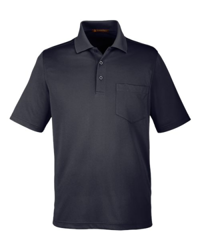 Harriton M348P Men's Advantage Snag Protection Plus IL Pocket Polo in Black - Custom Printing Available