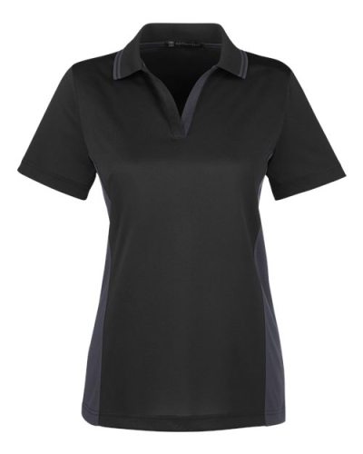 Harriton M386W Women's Flash Snag Protection Plus IL Colorblock Polo in Black/ Dark Charcoal - Custom Printing Available