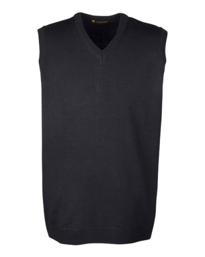 Harriton M415 Men's Pilbloc™ V-Neck Sweater Vest in Black - Custom Printing Available