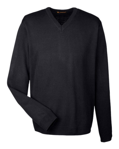 Harriton M420 Men's Pilbloc™ V-Neck Sweater in Black - Custom Printing Available