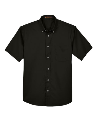 Harriton M500S Men's Easy Blend™ Twill Dress Shirt with Stain-Release in Black - Custom Printing Available