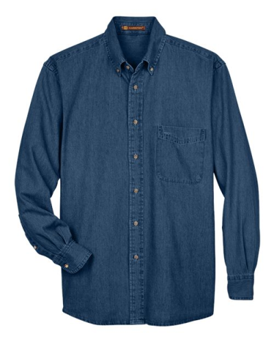 Harriton M550 Men's Denim Shirt in Dark Denim - Custom Printing Available