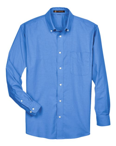 Harriton M600 Men's Oxford Shirt in French Blue - Custom Printing Available