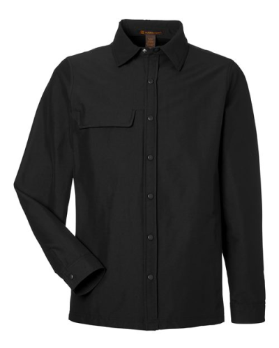 Harriton M72 Unisex Flex Twill Overshirt Jacket in Black - Custom Printing Available