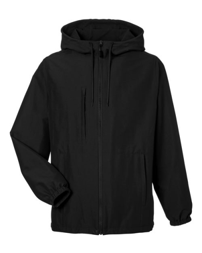 Harriton M73 Unisex Flex Twill Hooded Jacket in Black - Custom Printing Available