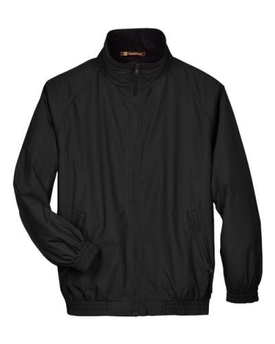 Harriton M740 Unisex Fleece Lined Nylon Jacket in Black/ Black - Custom Printing Available