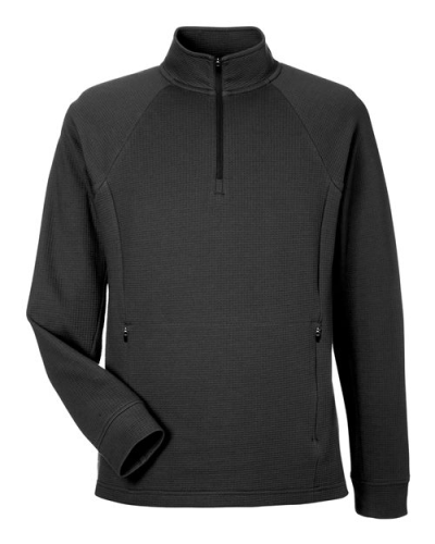 North End NE200-NORTHEND Men's Rhythm Waffle Quarter-Zip Pullover in Black - Custom Printing Available