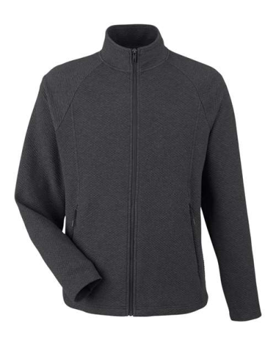 North End NE727 Men's Spirit Textured Full-Zip in Black Heather - Custom Printing Available