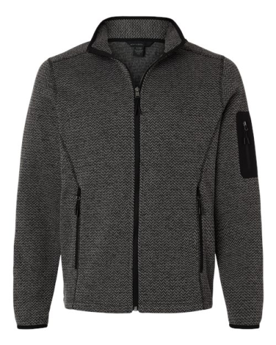 North End NE730 Men's Jasper Full-Zip Fleece Jacket in Black/ Grey - Custom Printing Available