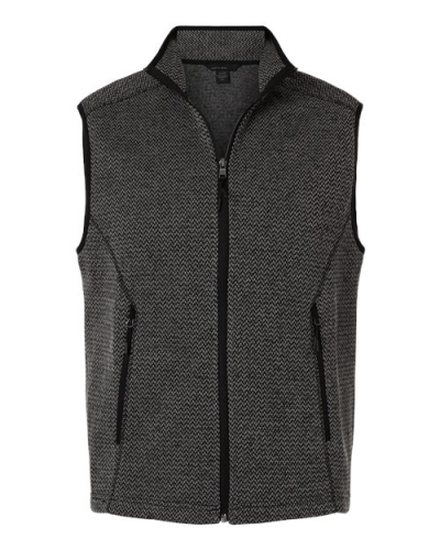 North End NE731 Men's Jasper Jacquard Fleece Vest in Black/ Grey - Custom Printing Available