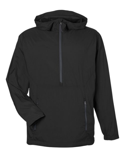North End NE810 Men's Aura Lightweight Packable Anorak in Black/ Carbon - Custom Printing Available