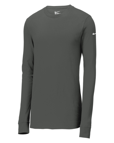 Nike NKBQ5230 Dri-Fit Cotton/Poly Long Sleeve Tee in Anthracite - Custom Printing Available