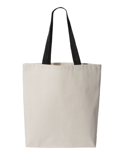 Q-Tees - 11L Canvas Tote with Contrast-Color Handles back Thumb Image