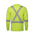 CSW S05982 VOLT - Long Sleeve Hi-VIS T-Shirt with Segmented Stripes - Fluorescent Yellow Back Thumbnail | Custom Apparel Canada