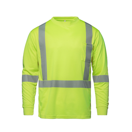 Custom CSW S05982 VOLT - Long Sleeve Hi-VIS T-Shirt with Segmented Stripes - Fluorescent Yellow | Canada Sportswear S05982 | Screen Printing & Embroidery Canada