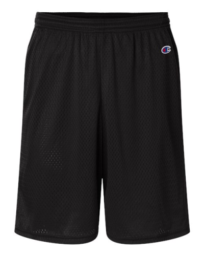 Champion S162 Unisex 9" Mesh Shorts with Pockets in Black - Custom Printing Available