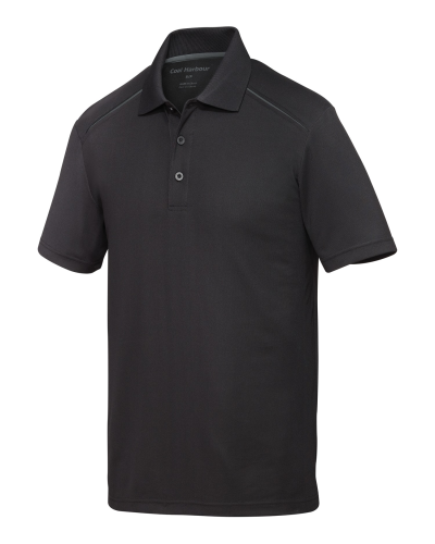 Coal Harbour S4002 Snag Resistant Contrast Inset Polo in Black/Coal Grey - Custom Printing Available