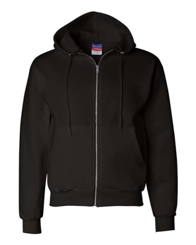 Champion S800 Unisex Powerblend® Full-Zip Hooded Sweatshirt in Black - Custom Printing Available