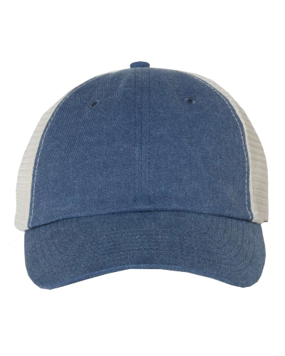 Sportsman SP510 Pigment-Dyed Trucker Cap in Royal/Stone - Custom Printing Available