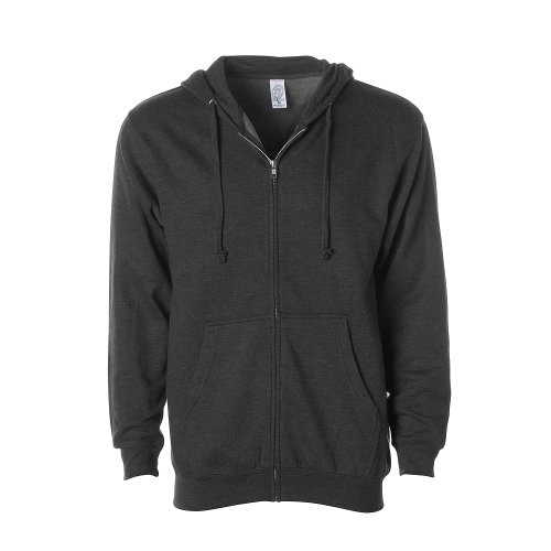 Independent Trading Co. SS4500Z Midweight Zip Hooded Sweatshirt in Charcoal Heather - Custom Printing Available