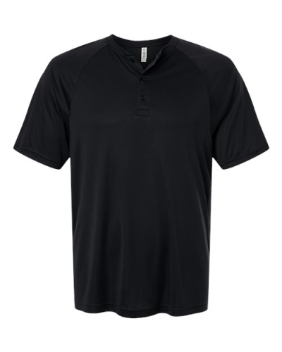 Team 365 TT11HN Men's Zone Performance Henley in Black - Custom Printing Available