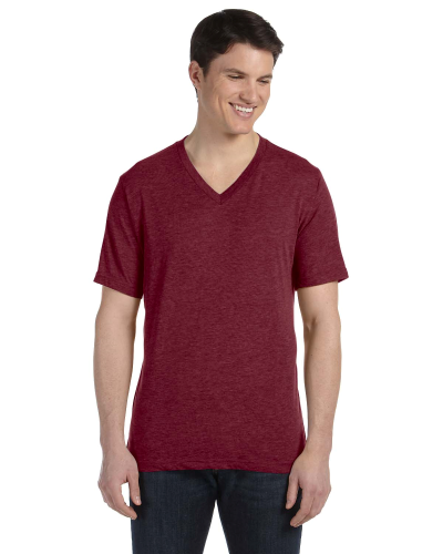 Bella + Canvas 3415C Unisex Triblend Short-Sleeve V-Neck T-Shirt in MAROON TRIBLEND - Custom Printing Available