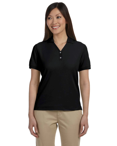 Devon & Jones D100W Pima Piqué Short-Sleeve Y-Collar Polo in BLACK - Custom Printing Available