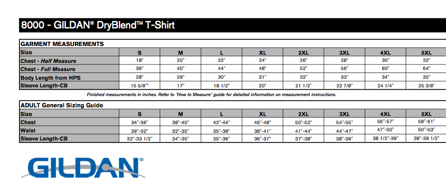 Size chart