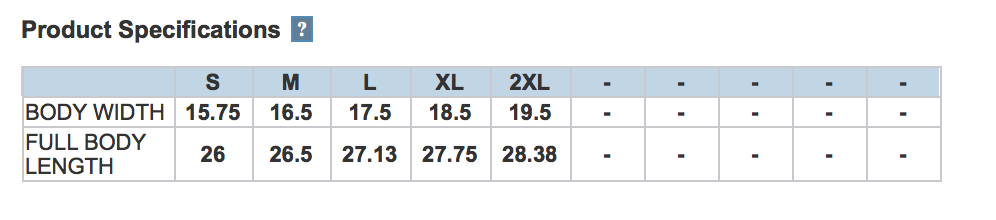 Size chart