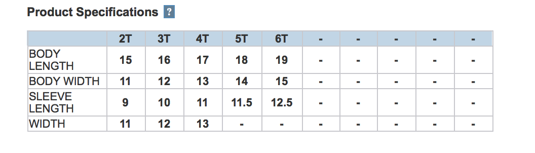 Size chart