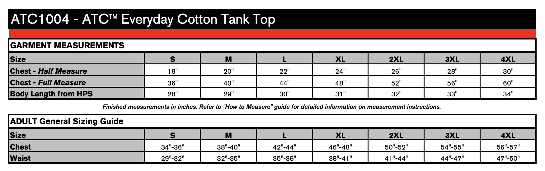 Size chart