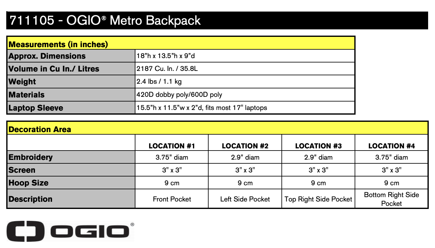 Size chart