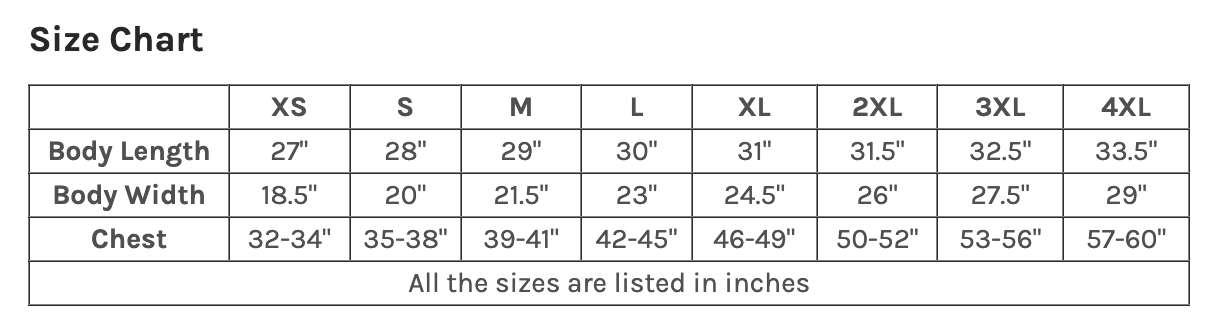 Size chart