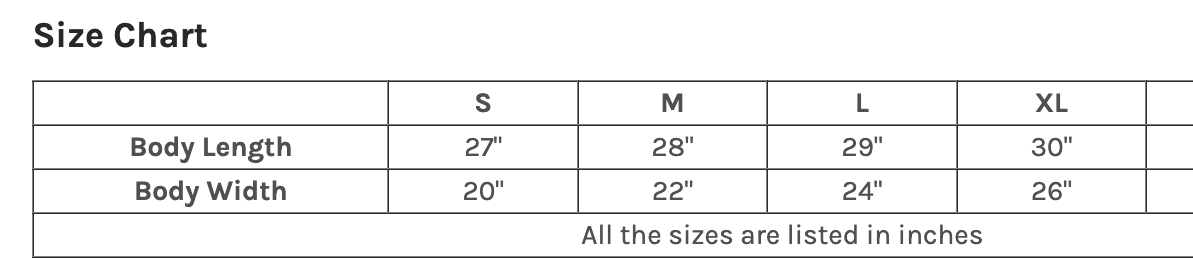 Size chart