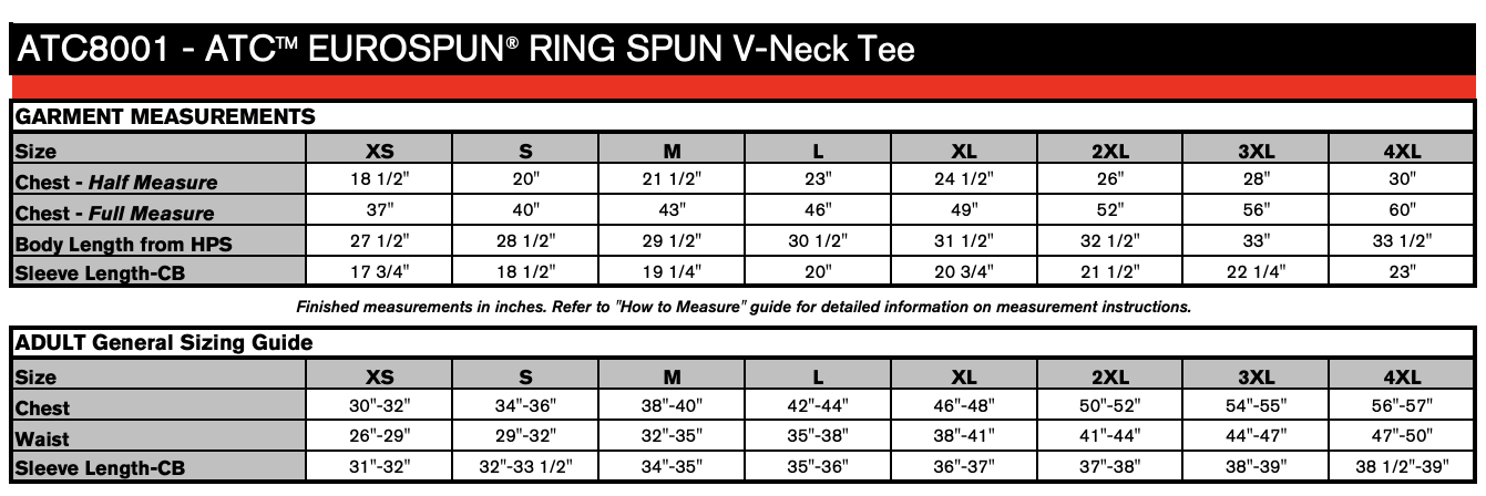 Size chart