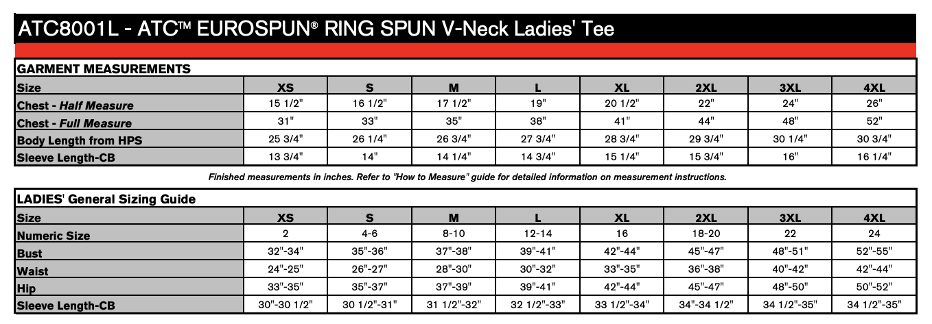 Size chart