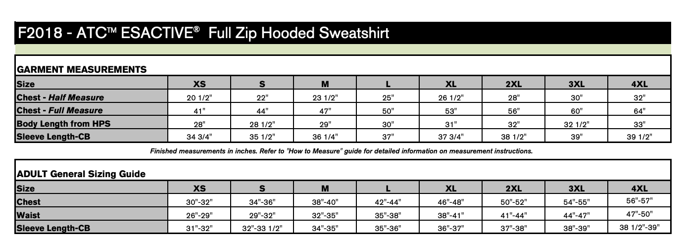 Size chart