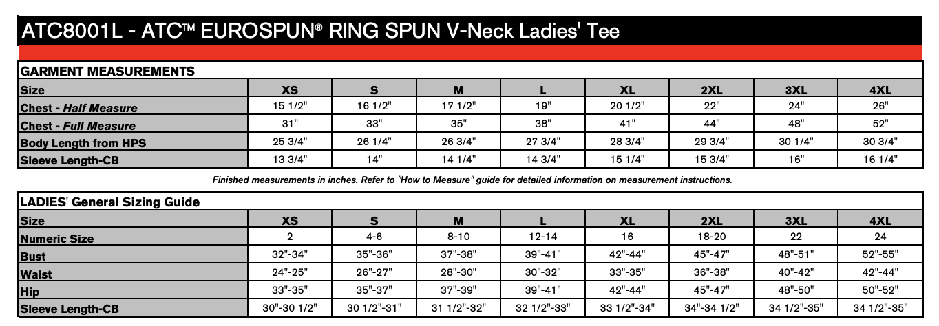 Size chart