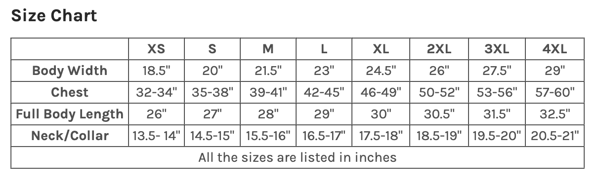 Size chart