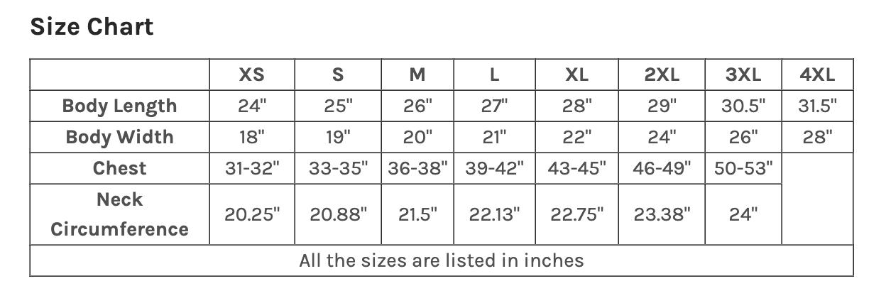 Size chart