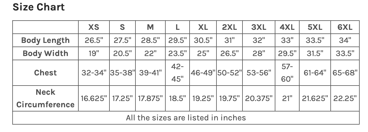 Size chart