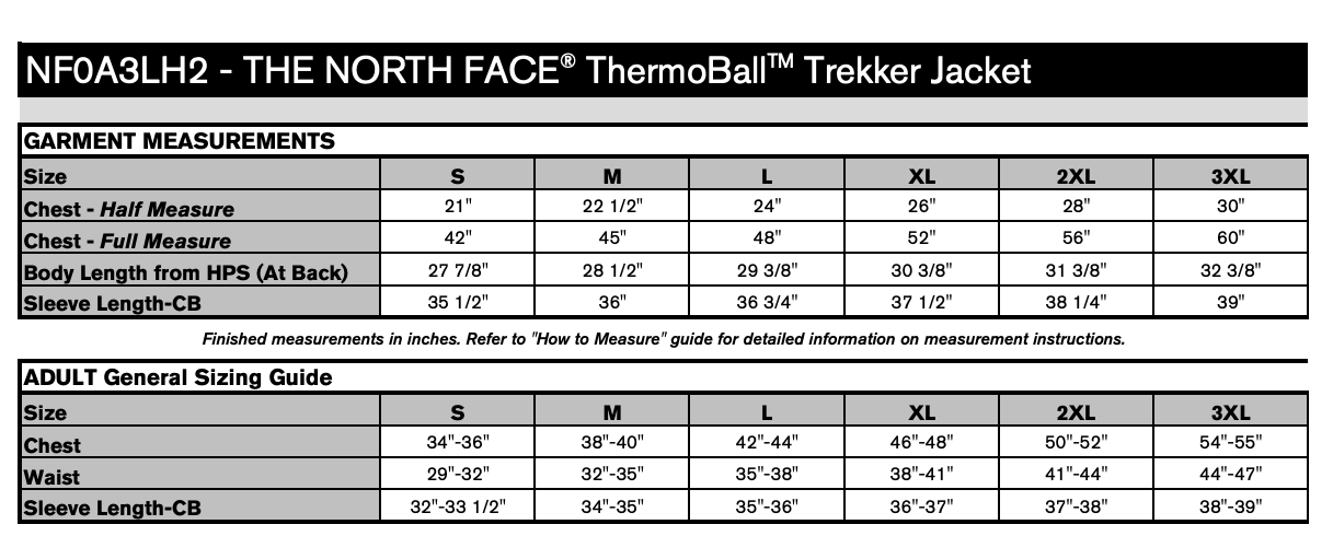 Size chart