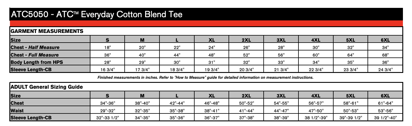 Size chart