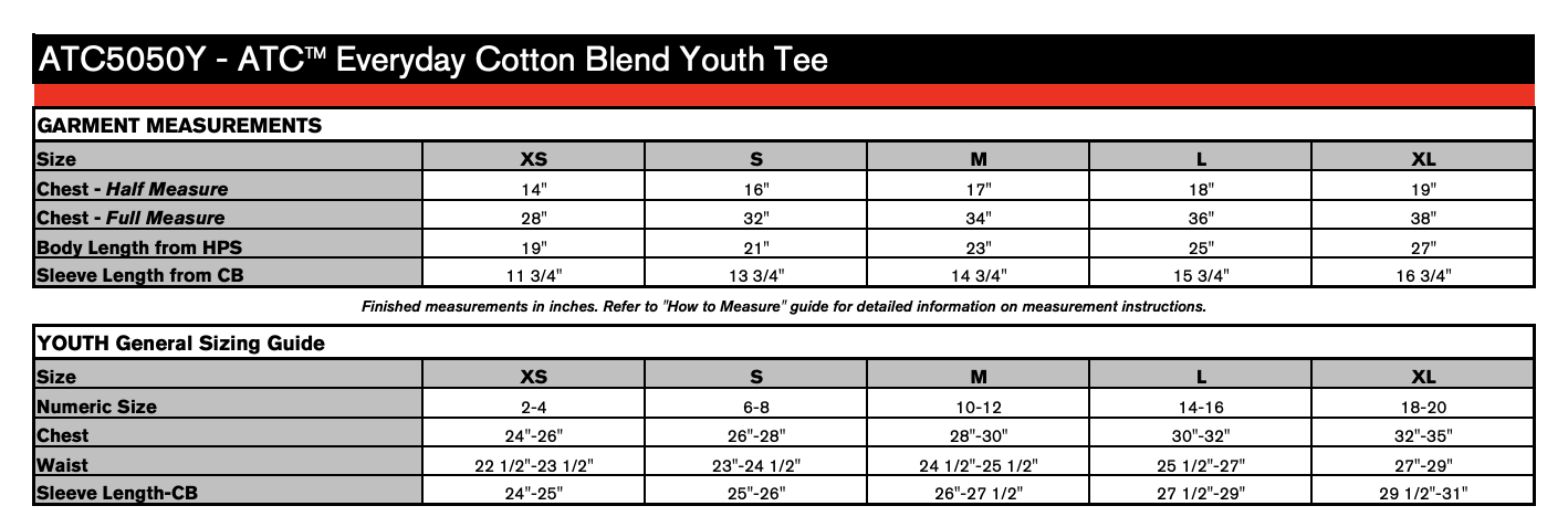 Size chart
