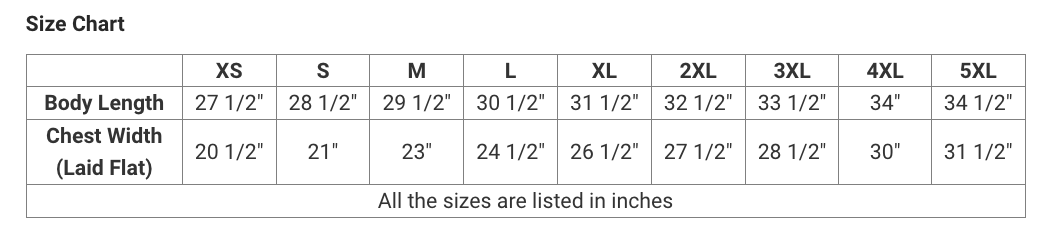 Size chart