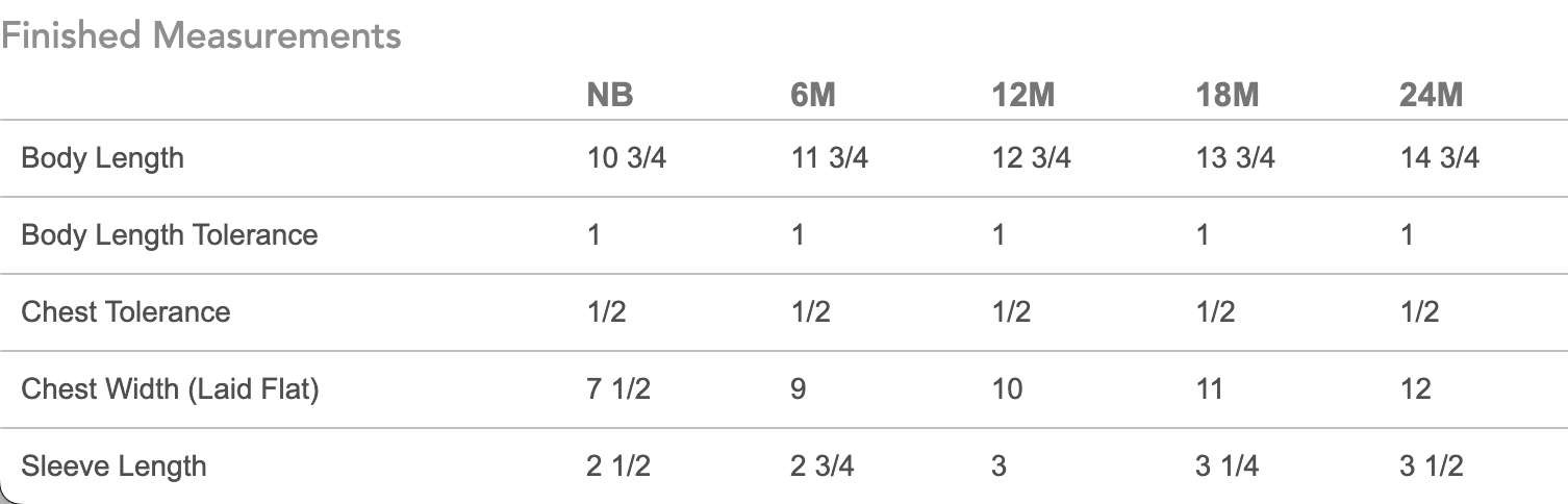 Size chart