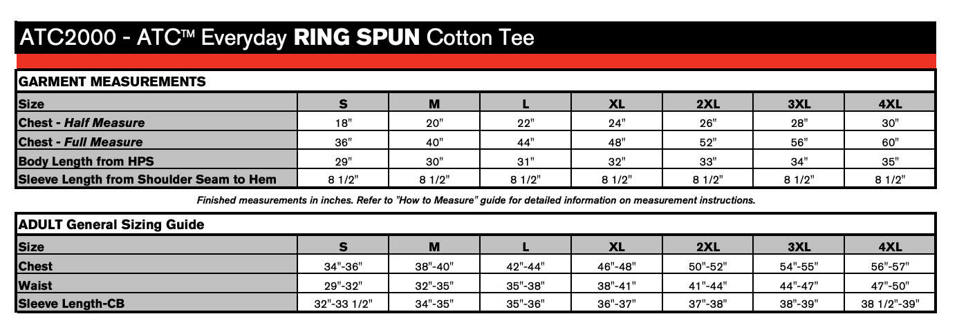 Size chart